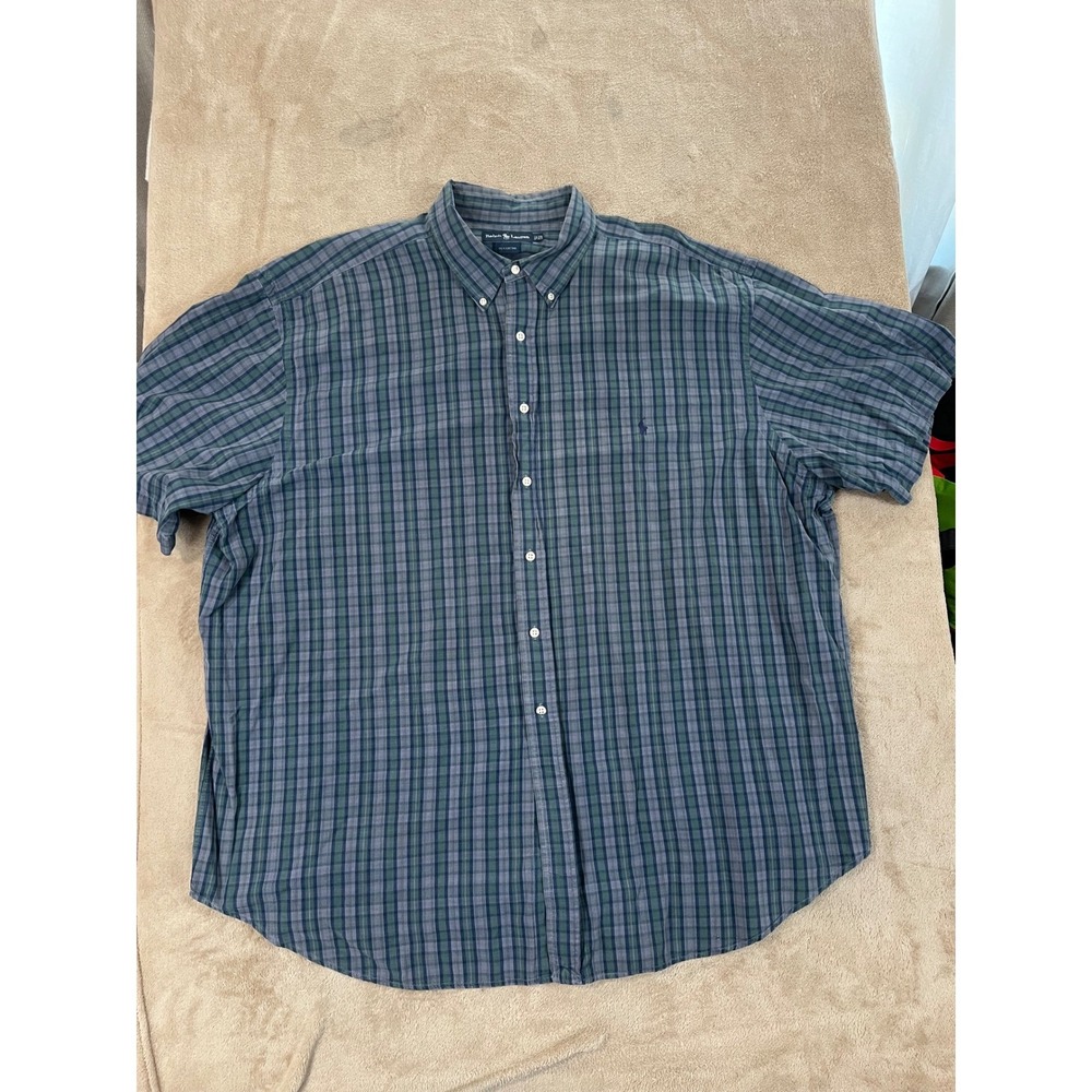 Vintagr Polo Ralph Lauren Classic Fit Shirt Men's 3XL Blue/Green Plaid S/S EUC